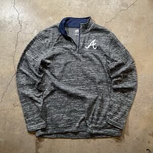 Atlanta Braves Quarter Zip Pullover Grey MLB Men’s L